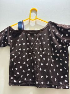 Brown Heart Print Tee