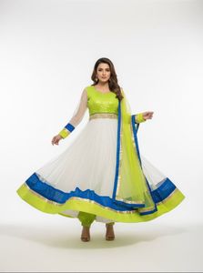Women's Bright Neon & White Kurta Set