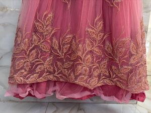 Net Embroidered Pink Gown