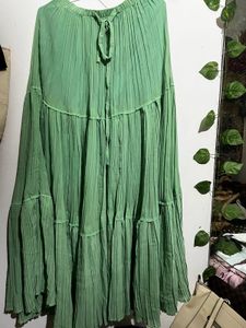 Flowy Tiered Green Ethnic Skirt