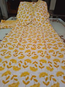 Yellow Printed Kurta Set