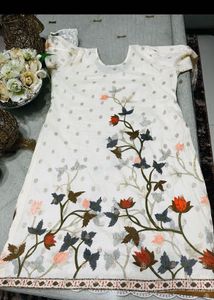 mew white &amp; brown patch work suit