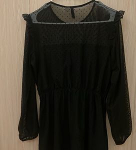 Black Sheer Dot Dress