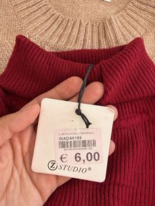 Chic Red Turtleneck Ruffle Sleeve Top