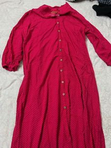 Vibrant Pink Kurta with Geometric Print