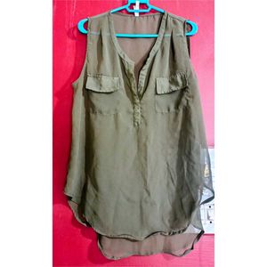Olive Green Sleeveless Top