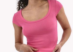 Pink Cropped Ribbed Tee