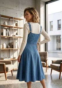 👗 Classic Denim Layered Midi Dress