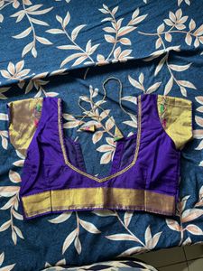 Rani Pink &amp; Royal Blue Paithani  Saree with Blouse