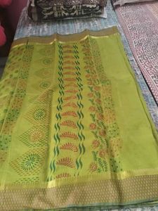 Beautiful Green Saree with Floral Print