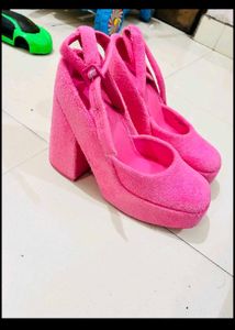 Charles Keith Hot Pink Terry Platform Heels
