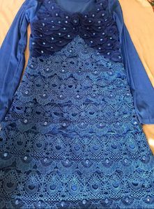 Elegant Blue Lace Dress and Black Shimmer D