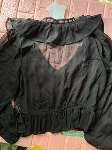 Sheer ruffled party top
