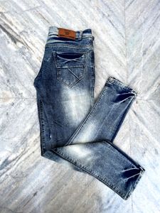 Vintage-Wash Distressed Slim-Fit Jeans
