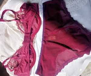 Burgundy Lace Bra &amp; Panty Set