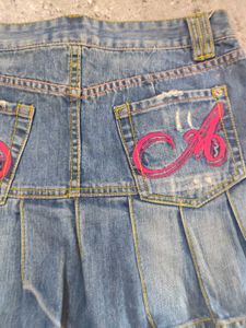 Distressed Denim Mini Skirt