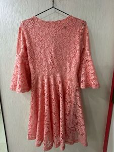 Coral Lace Fit &amp; Flare Dress