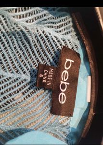 Bebe Blue Top with Mesh Detail