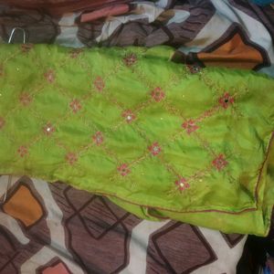 Vibrant Green Embroidered Saree