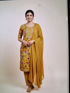 Elegant Yellow Floral Kurta Set
