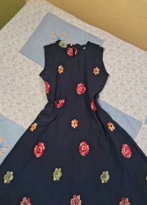 Chic Navy Blue Floral Print Dress