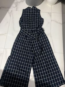 Chic Grid Print Sleeveless Jumpsuit