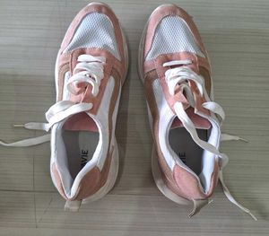 Stylish Pink and White Sneakers