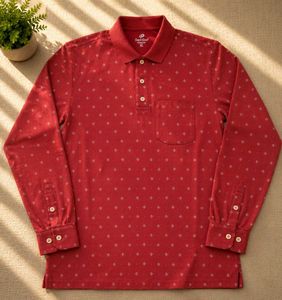 Men's Red Polo Full sleeve T-Shirt