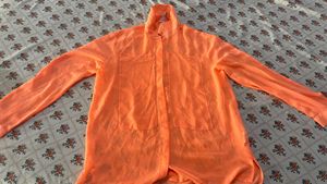 Sheer Orange Sun Cover-Up Top