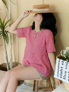 New with tag Korean Red Striped Peplum Top