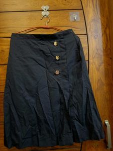 Navy Buttoned Skirt