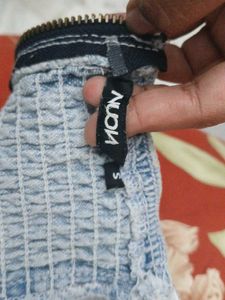 Patchwork Denim Zip-Up Crop Top