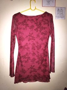 Burgundy Velvet Floral Mini Dress