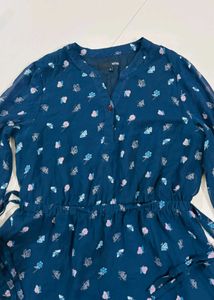 fit and flare blue dress