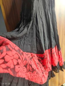 Red &amp; Black Dress With Pant &amp; Dupatta