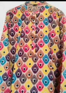 Vibrant Ikat Print Kurta