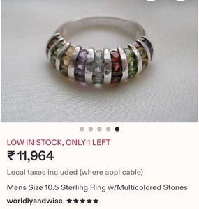 Imported Multi gemstone Statement Ring  Silver