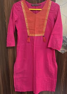 Vibrant Pink Kurta with Tassel Detail