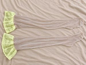 Sheer Leggings with Lace Trim