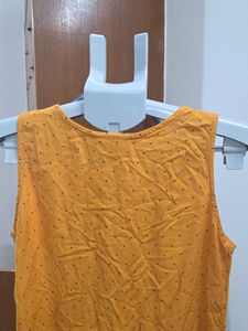 Orange Kurta with Embellished Neckline