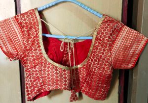 Red &amp; Gold Brocade Blouse