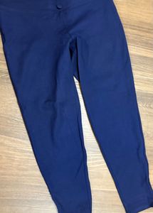 Cantabil Navy Blue Button Detail Pants