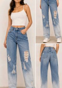 Urbanic Distressed Ombre Wide Leg Jeans