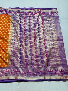 Exquisite Orange Brocade Saree