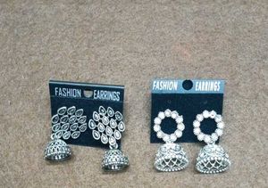Silver Jhumka Earrings Set