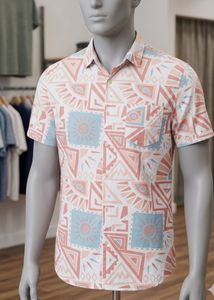 Retro Geometric Print Short Sleeve Shirt