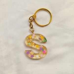 Letter S Resin Keychain with Stars