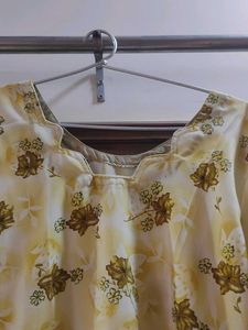 Light Yellow Floral Kurta Set