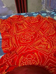 Vibrant Red Bandhani Saree