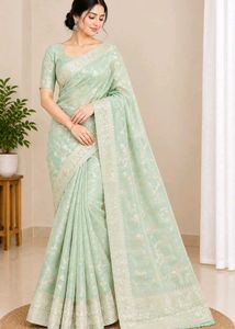 Elegant Pastel Green Saree